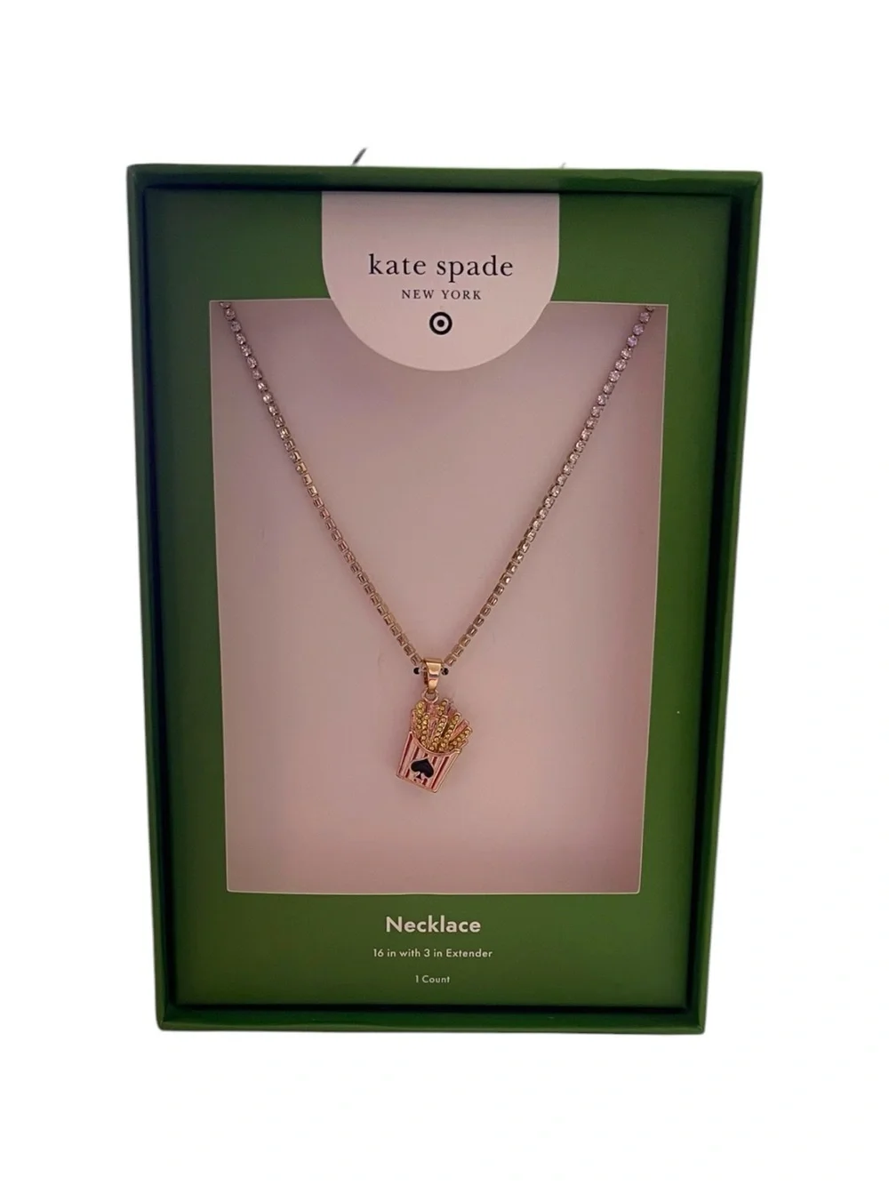 kate spade x Target Women’s French Fry Charm Gold Tennis Necklace